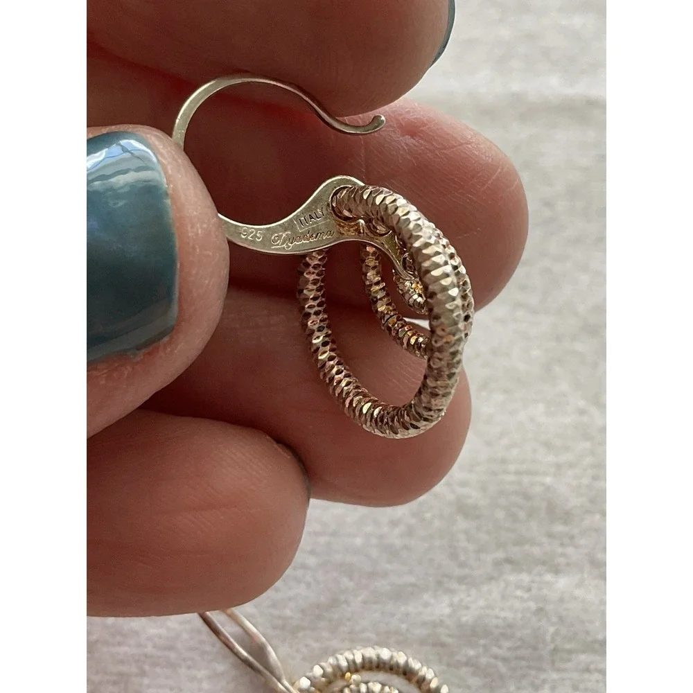 Dyadema Italy sterling silver dangle earrings 925 Circles Vintage Estate Jewelry - Picture 4 of 8